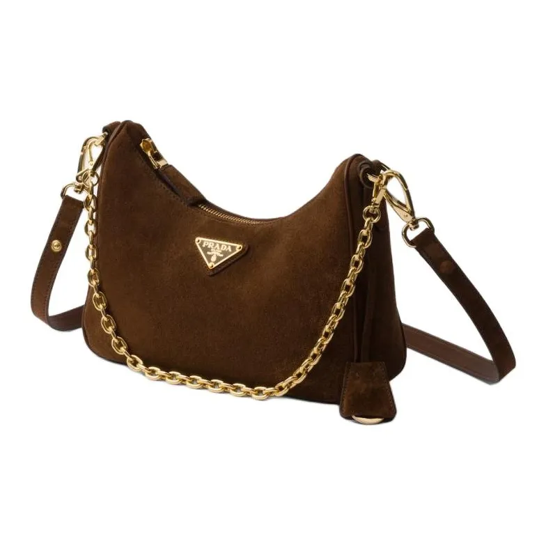 PRADA Re Edition Suede Shoulder Bag, Crossbody Bag Mini Women's Cocoa Brown-1