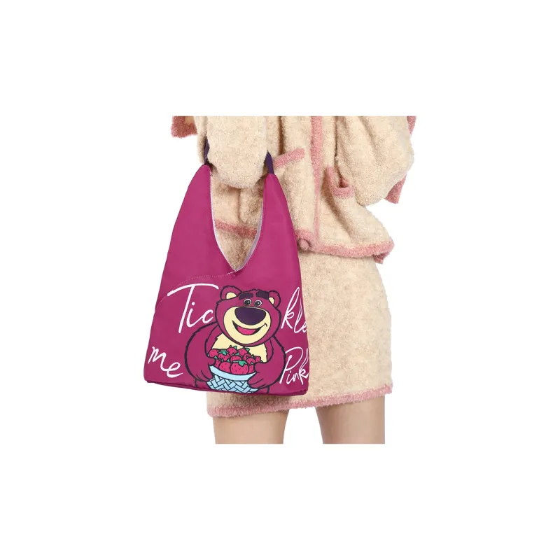 MESUCA Disney/Disney Lotso Collaboration Canvas Canvas Bag Handbag Shoulder Bag Medium Size Women's Rose Red-4