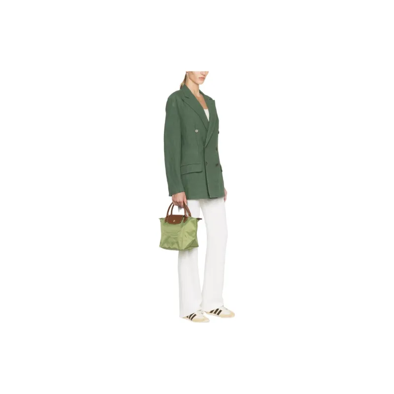 LONGCHAMP Le Pliage Canvas With Leather Canvas Bag Dumpling Bag Handbags Small Size Unisex Avocado Green-3