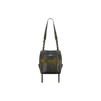 Givenchy Pandora Crackle Calfskin Shoulder Bag, Crossbody Bag Small Size Women's Black & Yellow