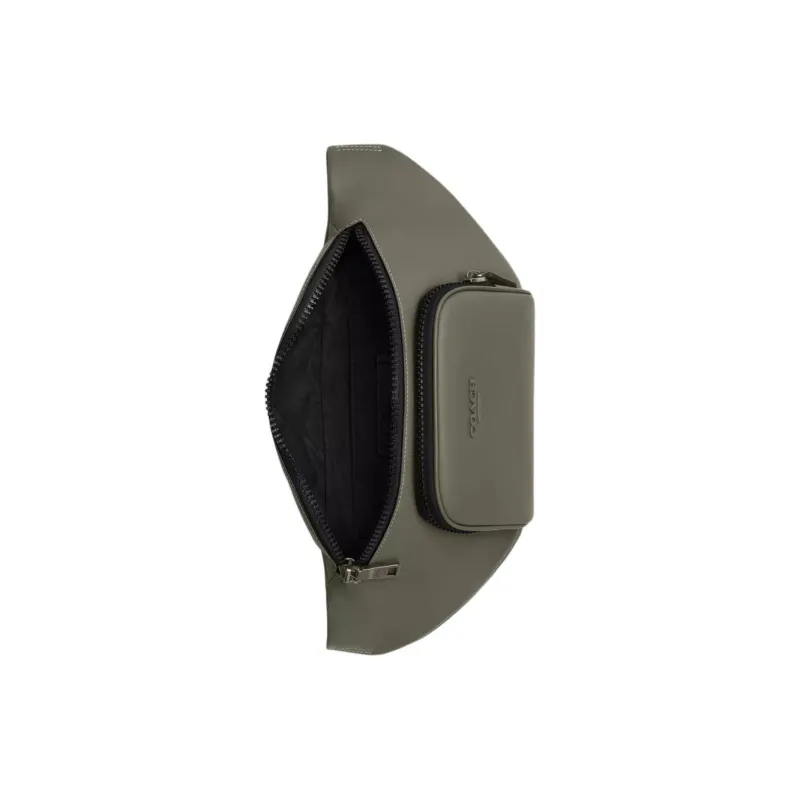 COACH Smooth Calf Leather Fanny Pack Tubas Men's Gunmetal & Army Green-2