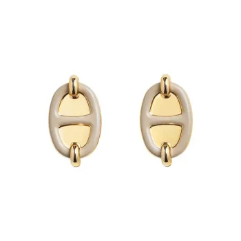 HERMES Metal Gold Plated Earrings Women's Gold