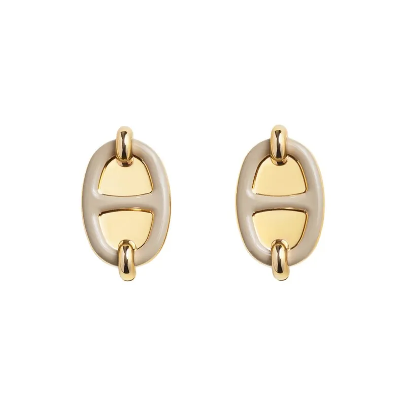 HERMES Metal Gold Plated Earrings Women's Gold-0