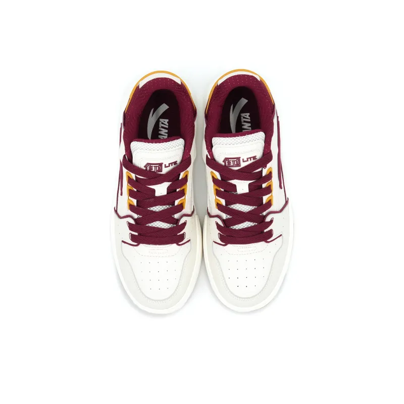 Anta Street Play LITE Anti-Slip Wear-Resistant Low-Top Skateboard Shoes Women's White Red-2
