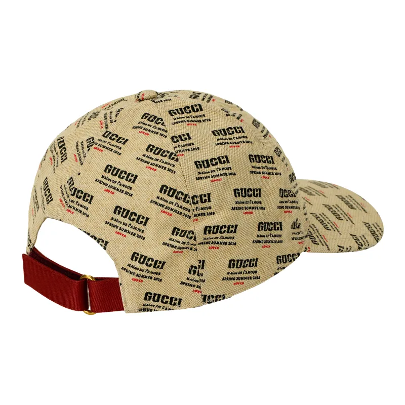 GUCCI Cotton Baseball Caps Unisex Brown-3