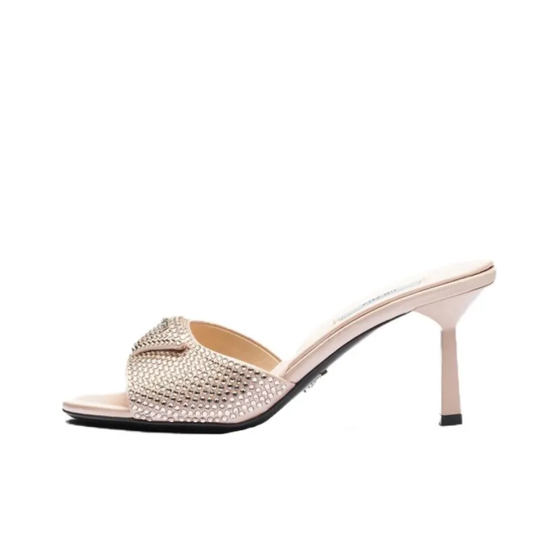 PRADA Crystal-embellished Satin Mules-0