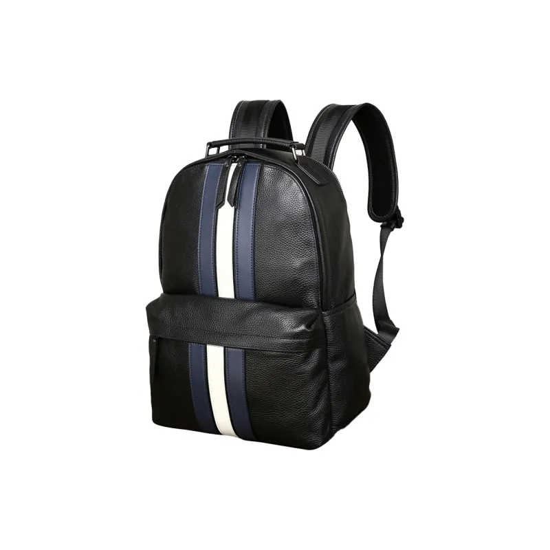 Old Man's Head Cow Leather Handbag Backpack Regular Men's Black-1