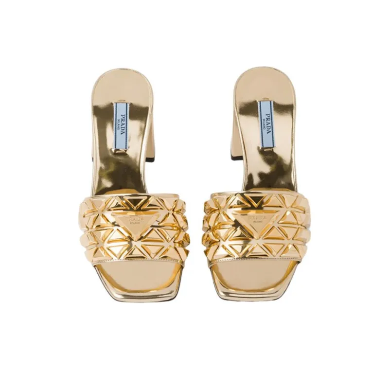 PRADA Stylish Sandal 6.5cm Women's Gold-3