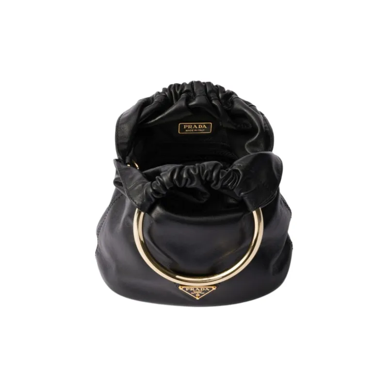 PRADA Nappa Leather One Shoulder Handbag Mini Women's Black-3