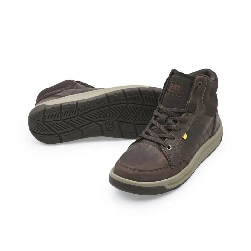 CAT Slip Resistant, Abrasion Resistant, Waterproof High Top Casual Shoes Men's Dark Brown-1