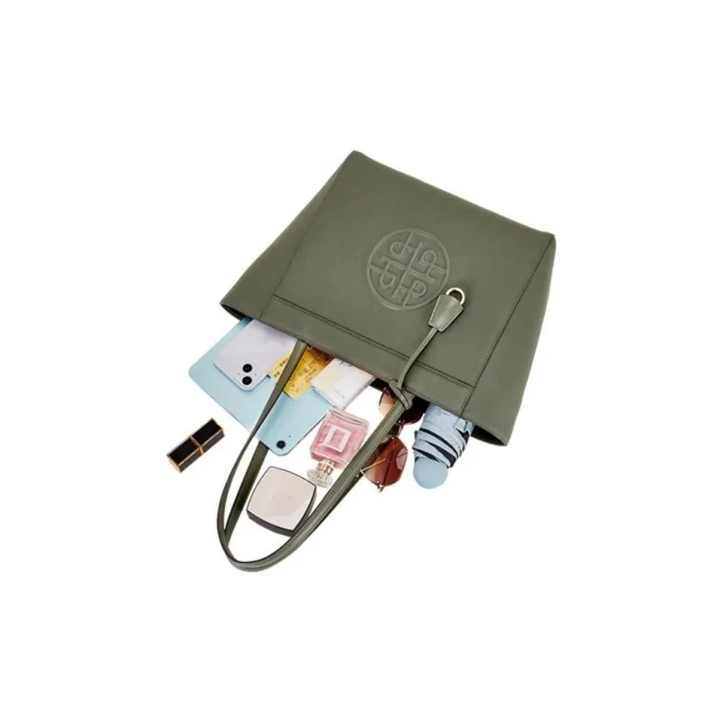 Hush Puppies Cow Leather Bonded Synthetic Leather Shoulder Bag Regular Women's Green/Black-4