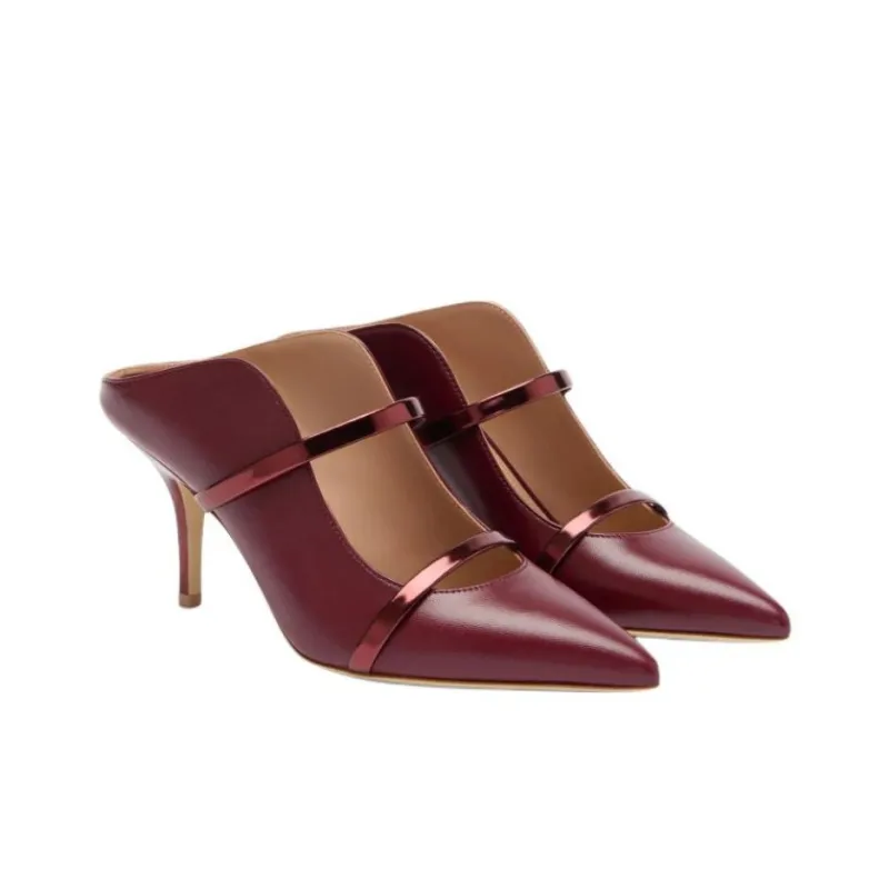 Malone Souliers Maureen Closed Toe Slippers 7cm Women's Red-2