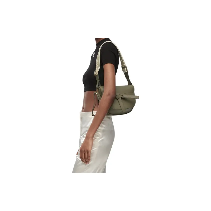 LOEWE Gate Soft Calfskin Handbag, Shoulder Bag, Crossbody Bag Trumpets Women's Green-6