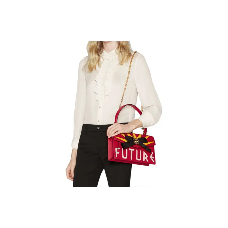 GUCCI Leather Shoulder Bag Crossbody Bag Handbag Women's Red-5