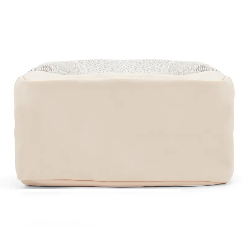 JEANSWEST Fabric Toiletry Bag Makeup Bag Storage Bag Handbag Women's Beige-3