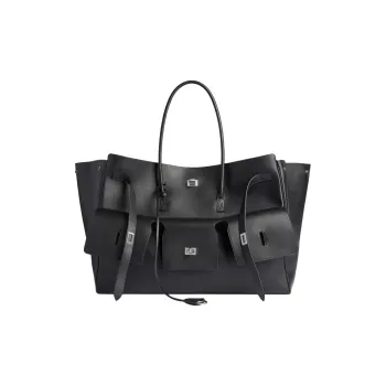 Balenciaga Embossed Smooth Cow Leather Tote Bag, Shopping Bag, Handbag, Shoulder Bag Women's Black