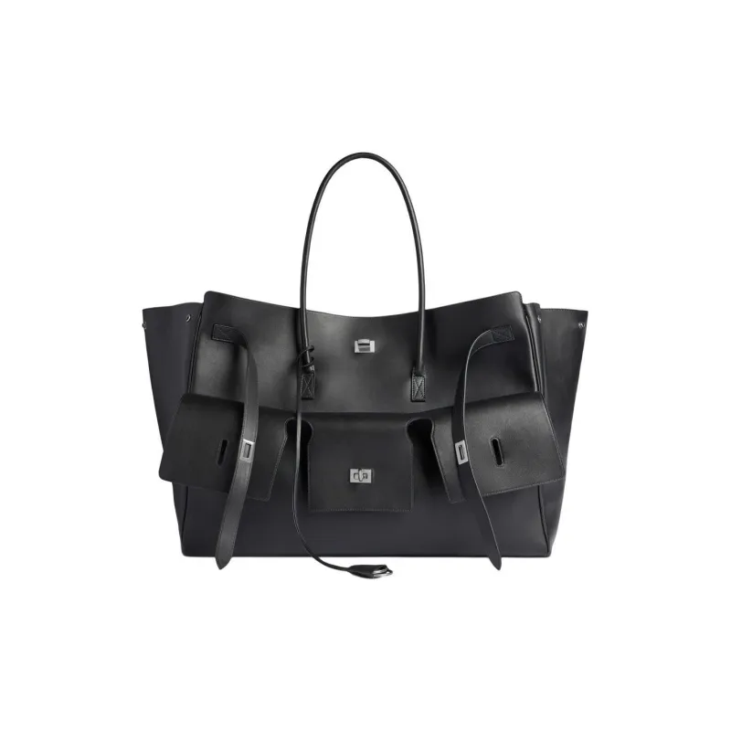 Balenciaga Bel Air Xl Carry All Bag Aged Silver Hardware Black-0