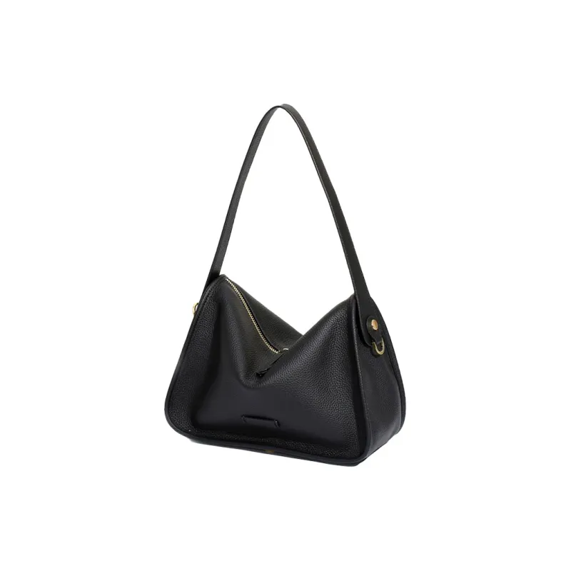 Yalu Cow Leather Underarm Handbag, Shoulder Bag Women's White/Black/Premium Gray-3