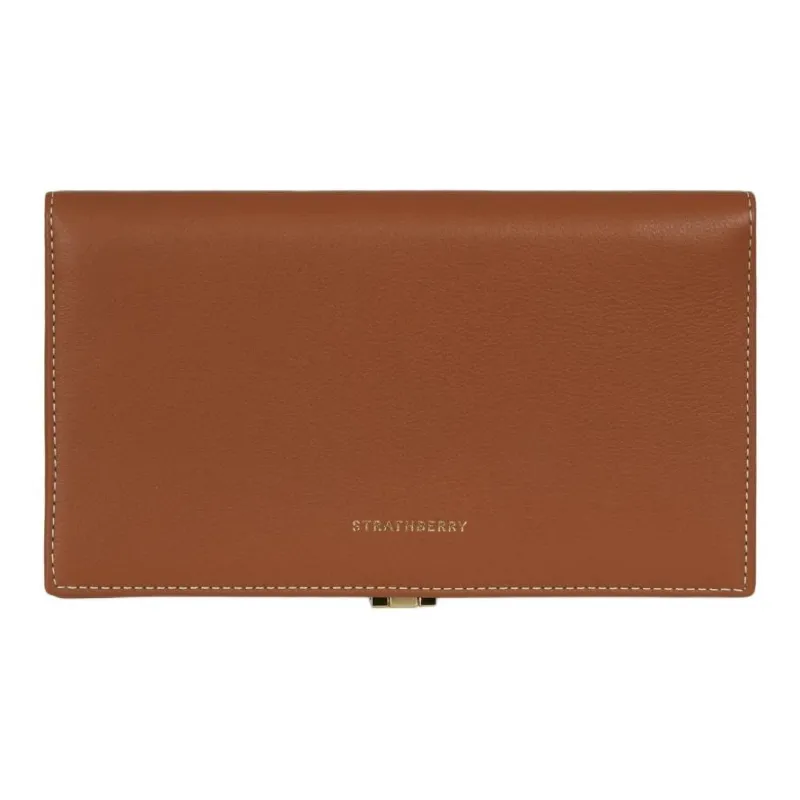 Strathberry Calfskin Wallet Large Size Women's Brown-2