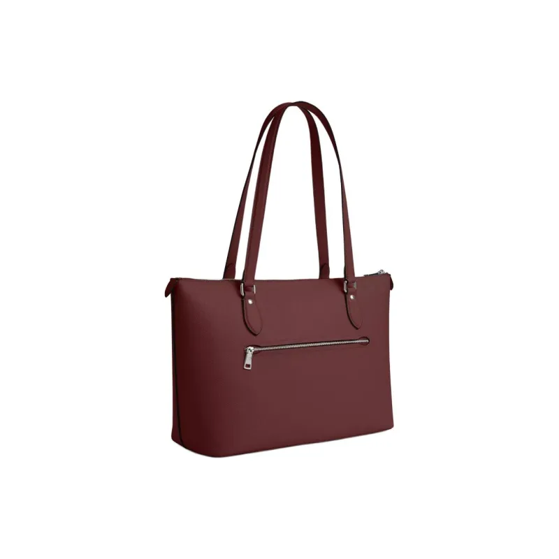 COACH Gallery Recycled Leather Fiber Tote Bag, Shopping Bag, Handbag, Shoulder Bag Women's Burgundy-1