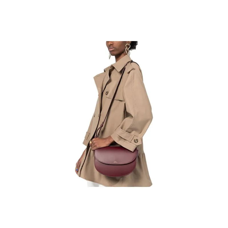A.P.C Leather Shoulder Bag Crossbody Bag Women's Red-5