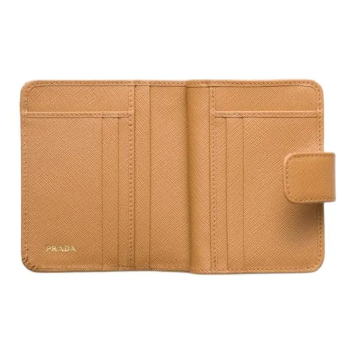PRADA Saffiano Leather Wallet Small Size Women's Natural-2