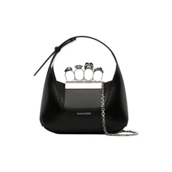 Alexander McQueen Smooth Cow Leather Hobo Bag Shoulder Bag Crossbody Handbag Mini Women's Black