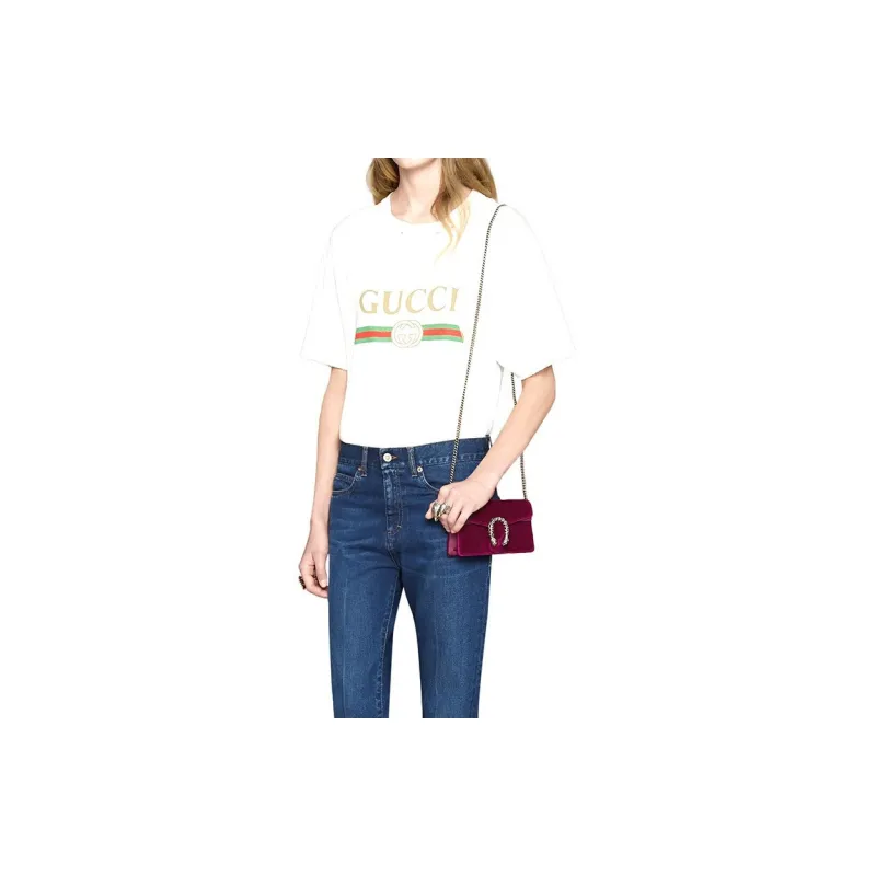 GUCCI Dionysus Velvet Crossbody Bag Shoulder Bag Women's Red-9