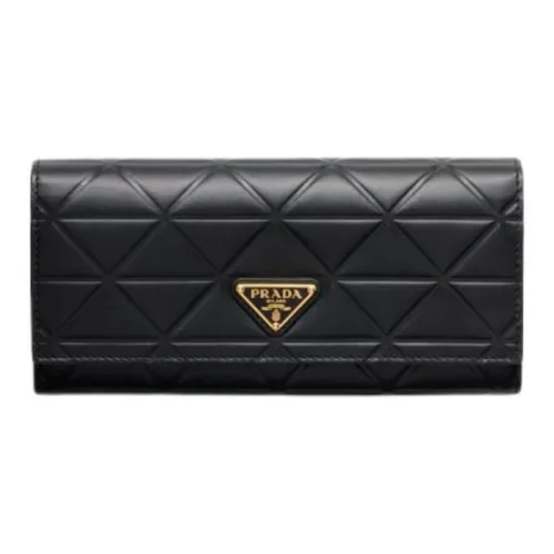 PRADA Leather Wallet Large Size Women's Black
