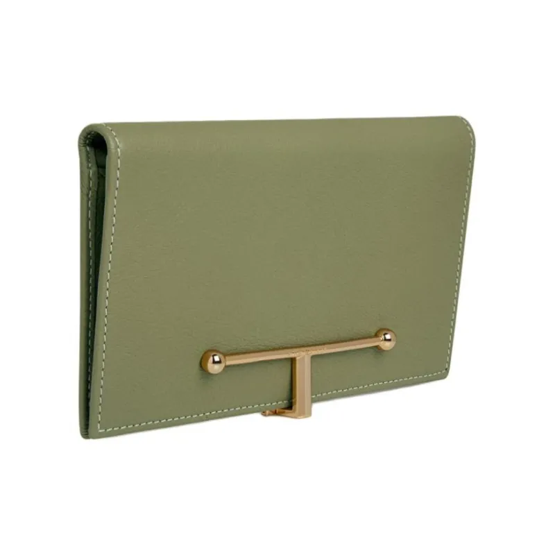 Strathberry Calfskin Wallet Large Size Women's Green-1