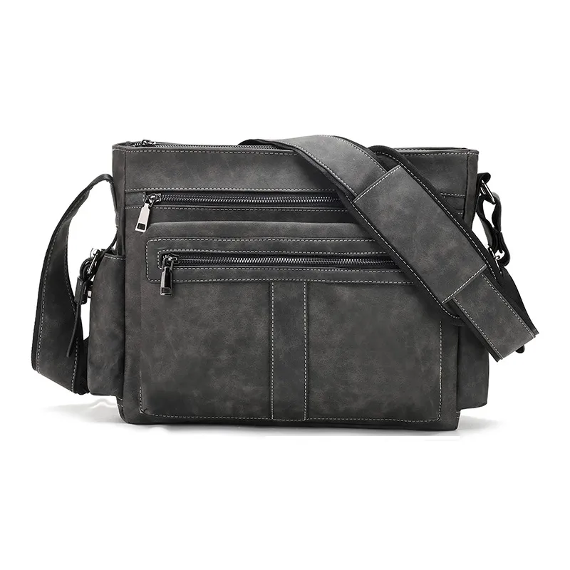 Yalu PU Crossbody Bag Regular Men's Gray/Coffee/Coffee & Gray-0