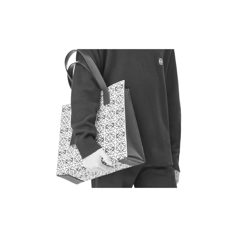 LOEWE Jacquard Fabric With Cow Leather Tote Bag, Shopping Bag, Handbag, Shoulder Bag Women's-4