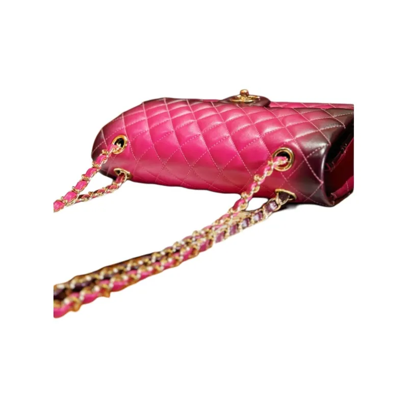CHANEL Classic Flap CF Lambskin Shoulder Bag, Crossbody Bag, Handbag Women's Fuchsia-4