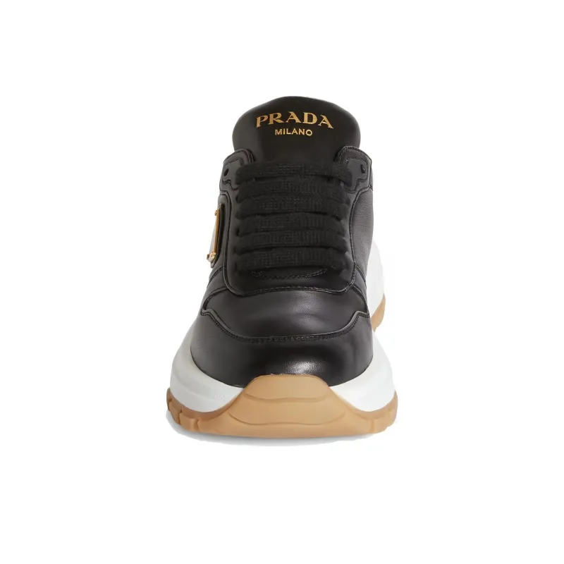 PRADA Triangle-logo Leather Sneakers-2