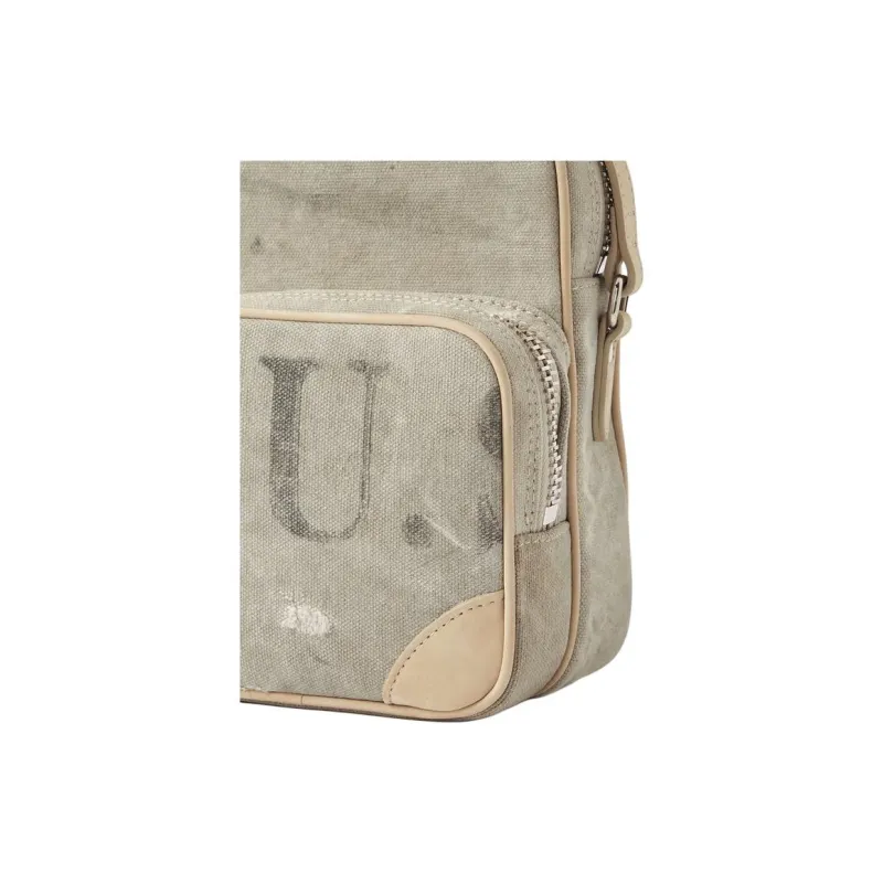 READYMADE Canvas With Suede Crossbody Bag Shoulder Bag Canvas Bag Men's Gray & Beige-3