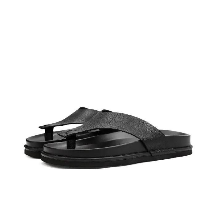 Voguhomme Abrasion Resistant Flip Flops Men's Black-2