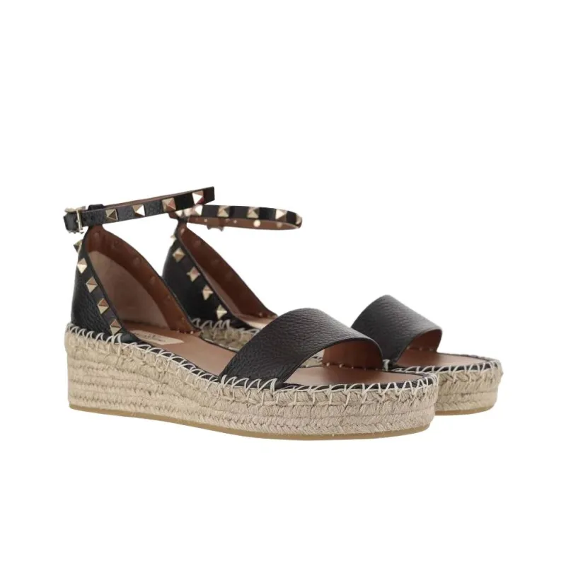 Valentino Rockstud One Strap Sandals Women's Black-2