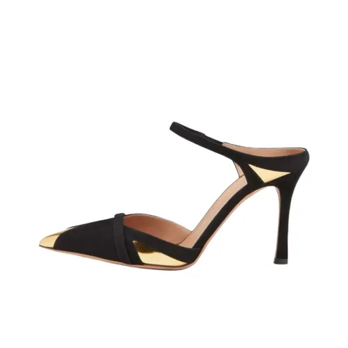 Malone Souliers Uma Closed Toe Slippers 9cm Women's Black Gold