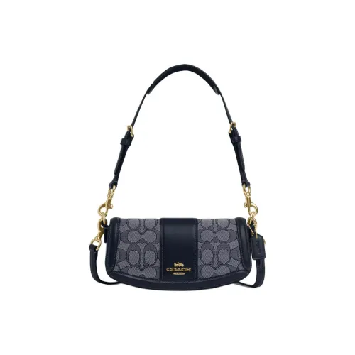 coach under Jacquard With Calfskin Portable Crossbody Bag Shoulder Bag Women's Midnight Marine Blue