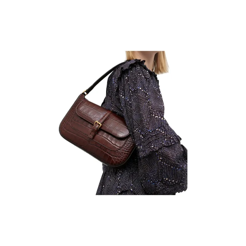 By Far Miranda Leather Shoulder Bag, Baguette Bag, Handbag, Shoulder Bag Women's Dark Chocolate-4