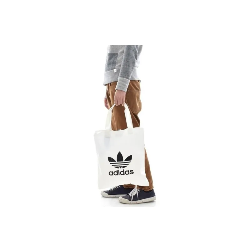 Adidas Originals Cotton Fabric Handbag Tote Bag Shopping Bag Shoulder Bag Regular Unisex White-2