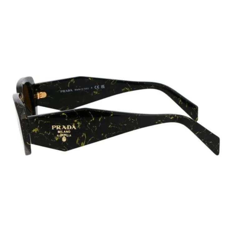 PRADA Acetate Rectangular Sunglasses Unisex Black/Yellow-2