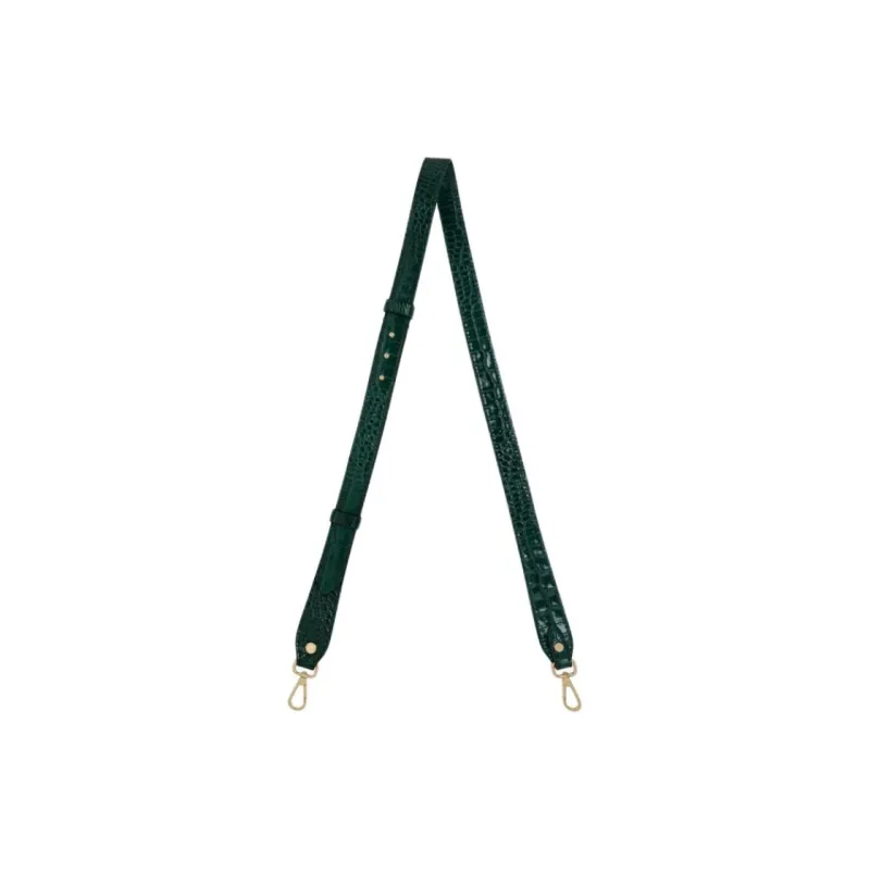 Strathberry Crocodile Embossed Leather Bag Straps Women's Dark Green-0