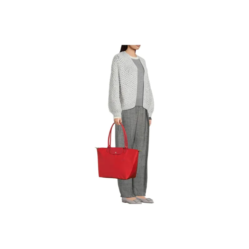 LONGCHAMP Le Pliage Green Recycled Canvas With Leather Trim Dumpling Bag Handbag, Shoulder Bag Women's Tomato Red-5
