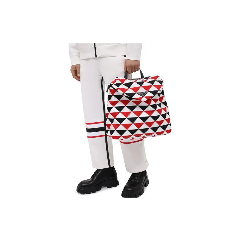 PRADA Recycled Nylon Backpack Men's Red White-3