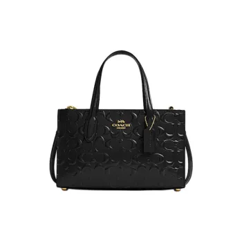 COACH Cow Split Leather Tote Bag Shopping Bag Handbag Small Size Women's Black