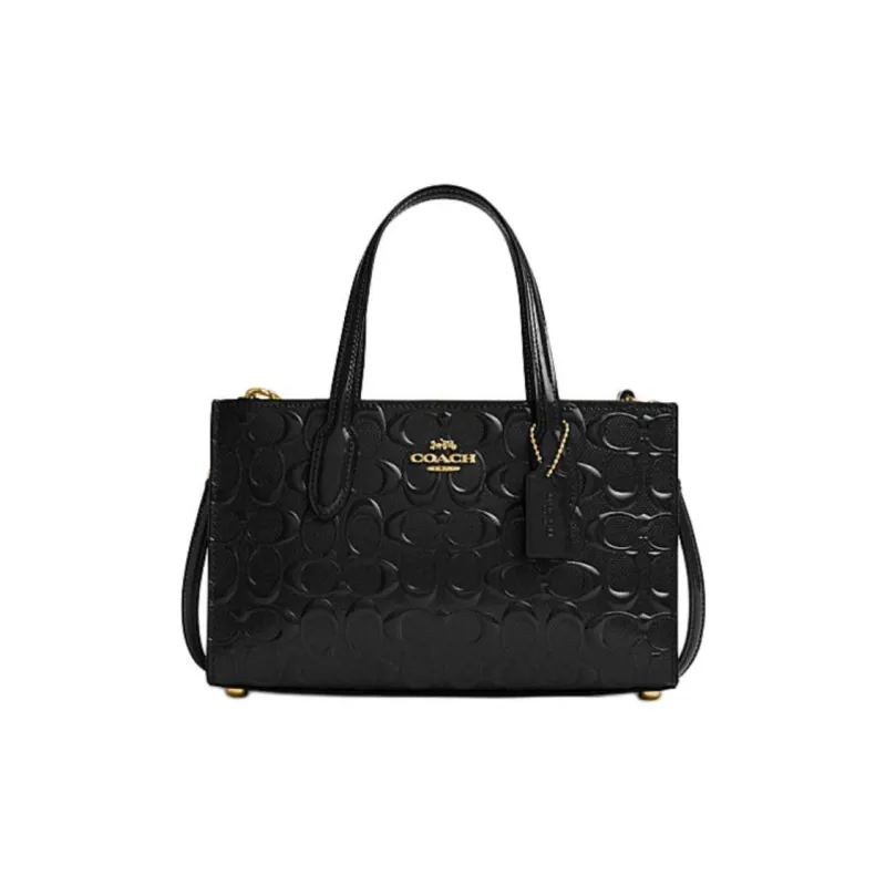 COACH Cow Split Leather Tote Bag Shopping Bag Handbag Small Size Women's Black-0