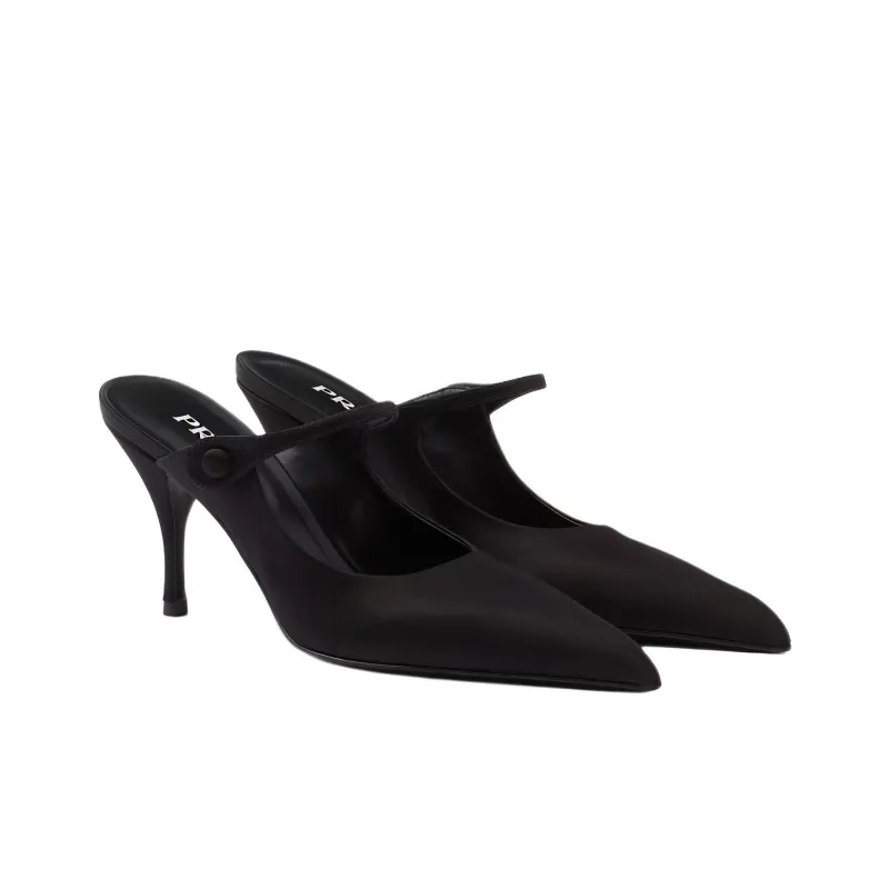 PRADA Pointed Satin Mules-2