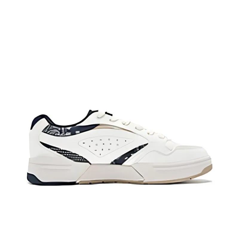 QIAODAN Wear resistant And Lightweight Low Top Skateboard Shoes Men's White Blue-1