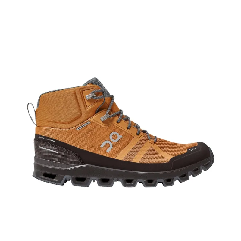 On Water-Resistant Mid-Top Trekking Shoes Men's Walnut Color | Lime-1